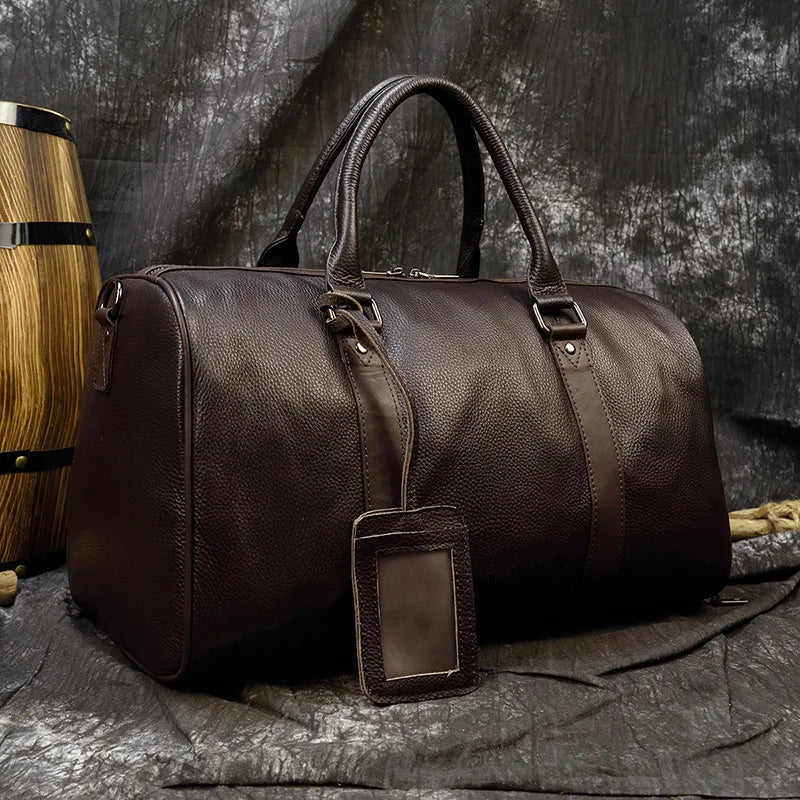 Sac Week End Cuir Véritable Vintage Unisexe