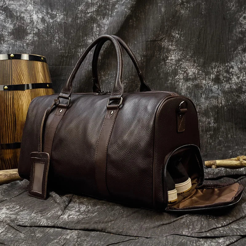 Sac Week End Cuir Véritable Vintage Unisexe