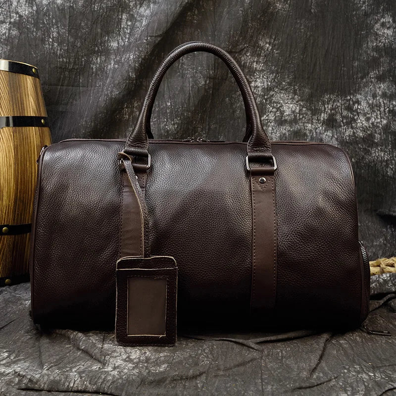 Sac Week End Cuir Véritable Vintage Unisexe