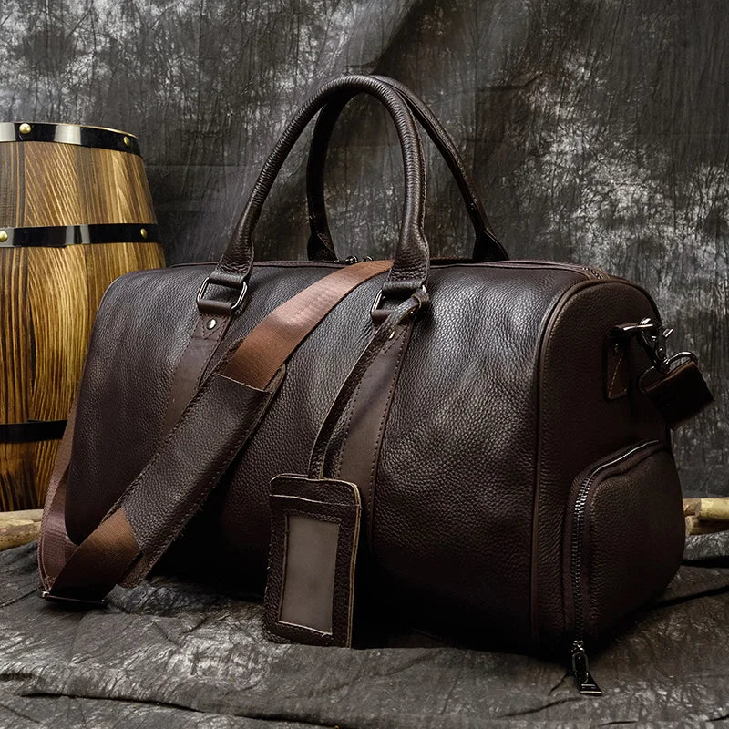 Sac Week End Cuir Véritable Vintage Unisexe