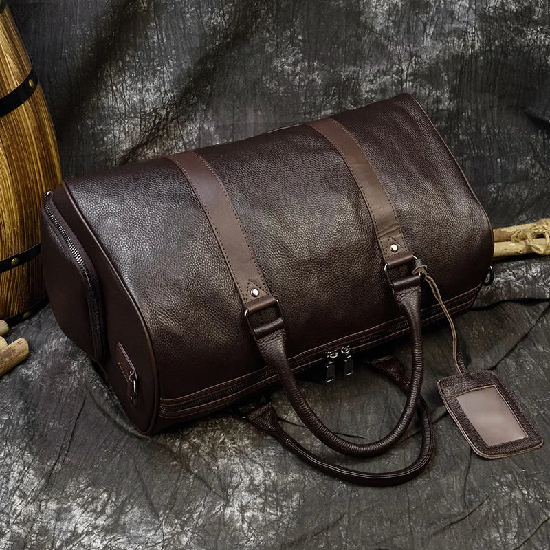Sac Week End Cuir Véritable Vintage Unisexe