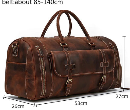 Sac Week End Cuir de Vache Style Rétro Homme