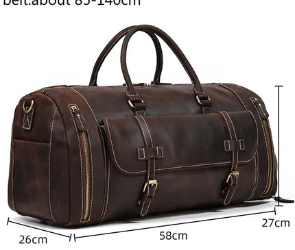 Sac Week End Duffle Cuir Vieilli Voyage