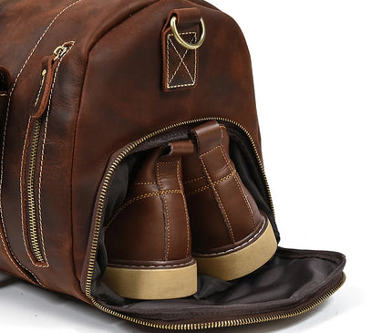 Sac Week End Cuir de Vache Style Rétro Homme