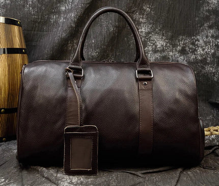 Sac Week End Duffle Cuir Antivol Vintage