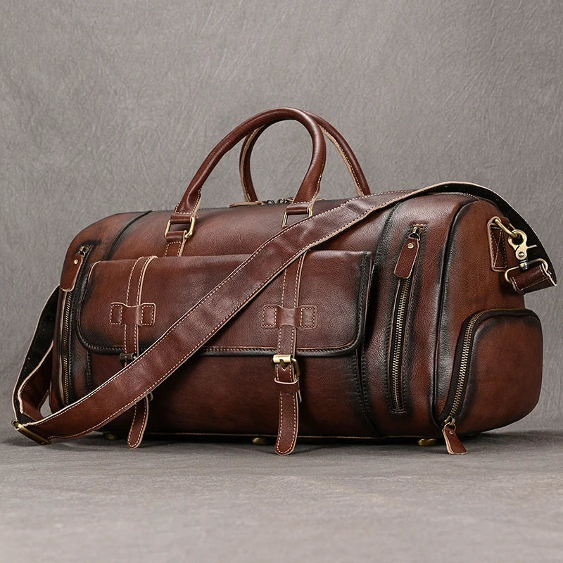 Sac Week End Cuir Homme Vintage Compartiment Chaussures