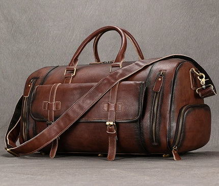 Sac Week End Cuir Homme Vintage Compartiment Chaussures