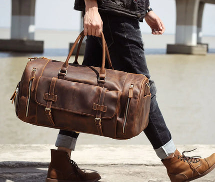 Sac Week End Duffle Cuir Vintage