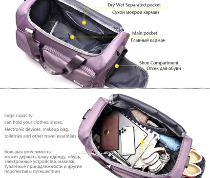 Sac Week End Nylon Polyvalent Compartiment Chaussures