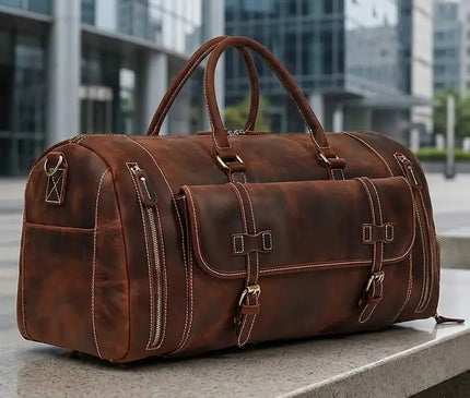 Sac Week End Cuir de Vache Style Rétro Homme