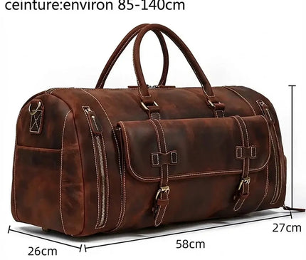 Sac Week End Cuir de Vache Style Rétro Homme